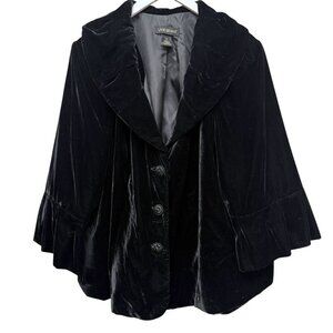 Lane Bryant Velvet Swing Jacket Plus Size 26 Black Evening Blazer 3/4 Sleeve